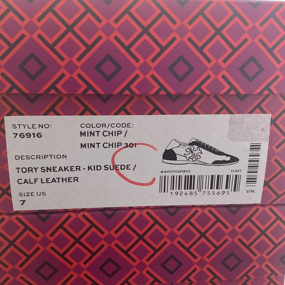 Tory Burch - Tory Sneakers Mint Chip Suede/Calf Leather NWT - Picture 9 of 10